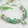 Novo Estilo Europeu Charm Glasses Prata Handmade Big Bead Bracelets